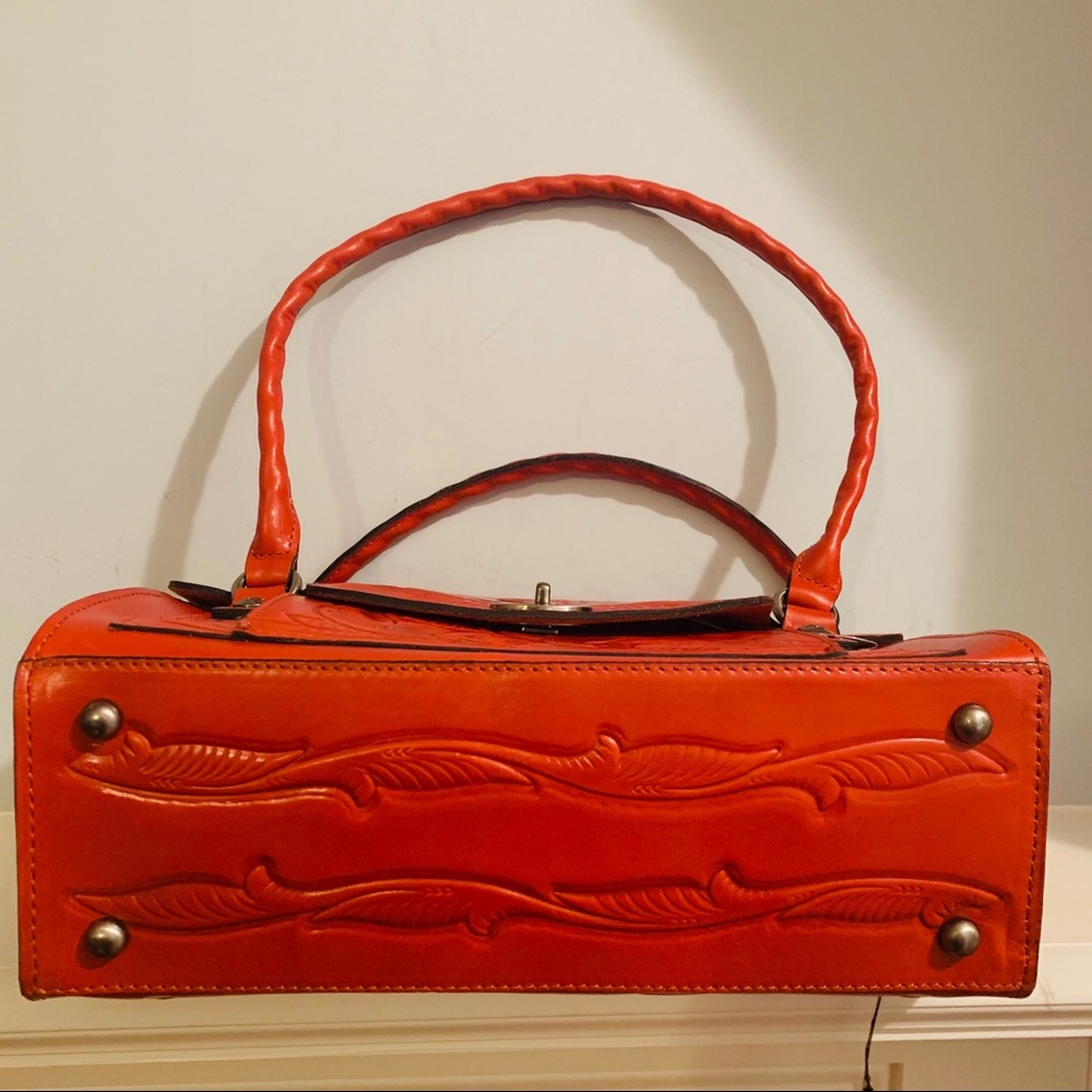 Patricia Nash Sanabria Tooled Rose Orange Satchel - Picture 4 of 7